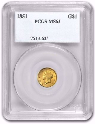 Picture of $1 Liberty Head Gold Type 1 (1849-1854) PCGS/NGC MS63 (Random Year)