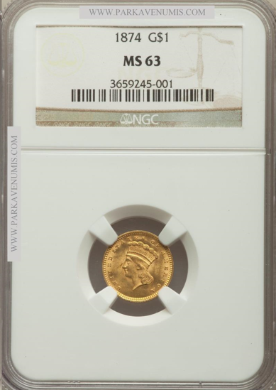 Picture of $1 Indian Head Gold Type 3 (1856-1889) PCGS/NGC MS63 (Random Year)