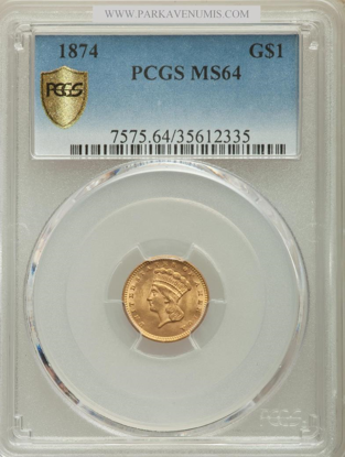 Picture of $1 Indian Head Gold Type 3 (1856-1889) PCGS/NGC MS64 (Random Year)