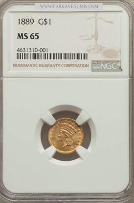 Picture of $1 Indian Head Gold Type 3 (1856-1889) PCGS/NGC MS65 (Random Year)