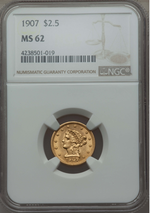 Picture of $2.50 Liberty Gold (1840-1907) PCGS/NGC MS62 (Random Year)