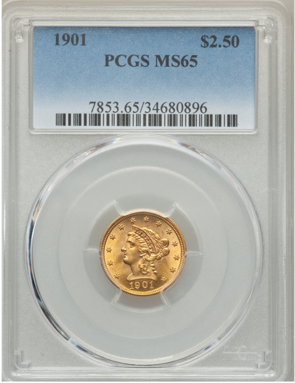 Picture of $2.50 Liberty Gold (1840-1907) PCGS/NGC MS65 (Random Year)