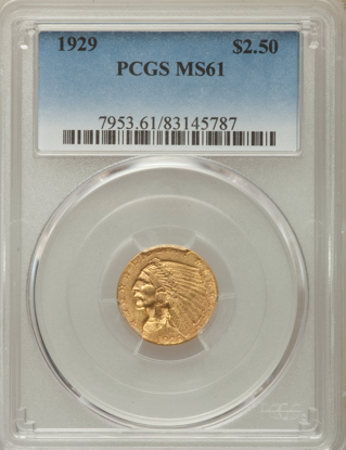 Picture of $2.50 Indian Gold (1908-1929) PCGS/NGC MS61 (Random Year)