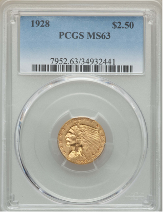 Picture of $2.50 Indian Gold (1908-1929) PCGS/NGC MS63 (Random Year)