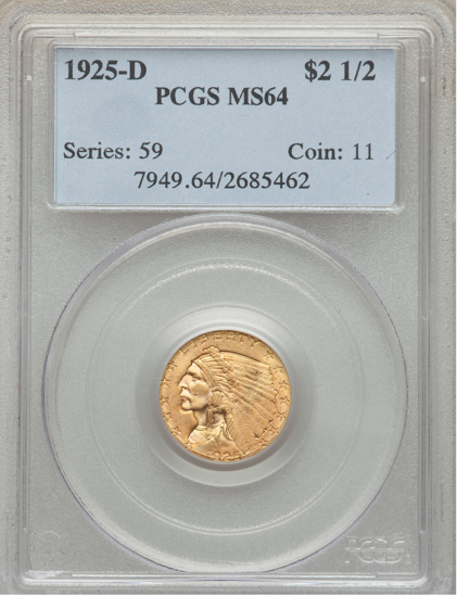 Picture of $2.50 Indian Gold (1908-1929) PCGS/NGC MS64 (Random Year)