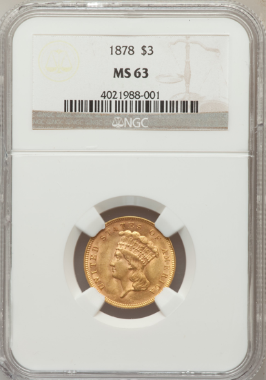 Picture of $3 Gold Princess (1854-1889) PCGS/NGC MS63 (Random Year)