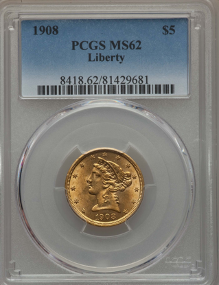 Picture of $5 Liberty Gold (1839-1908) PCGS/NGC MS62 (Random Year)