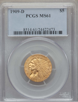 Picture of $5 Indian Gold (1908-1929) PCGS/NGC MS61 (Random Year)