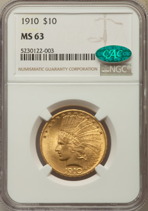 Picture of $10 Indian Gold (1907-1933) PCGS/NGC MS63 CAC (Random Year)