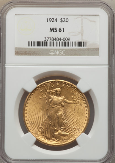 Picture of $20 Saint Gaudens With Motto (1908-1933) PCGS/NGC MS61