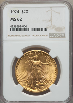 Picture of $20 Saint Gaudens With Motto (1908-1933) PCGS/NGC MS62