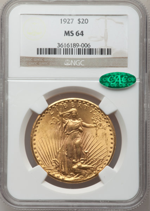 Picture of $20 Saint Gaudens With Motto (1908-1933) PCGS/NGC MS64 CAC