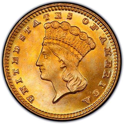 Picture of $1 Gold  Indian Head Type 3 BU (1856-1889) (Random Year)