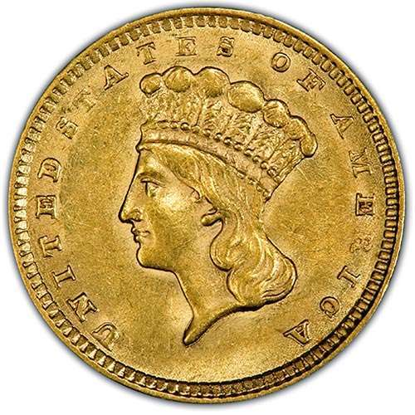 Picture of $1 Gold Indian Head Type 3 AU (1856-1889) (Random Year)