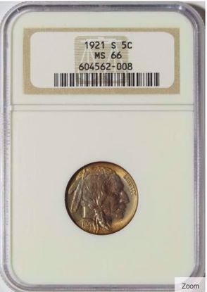 Picture of 1921-S Buffalo Nickel MS66 NGC