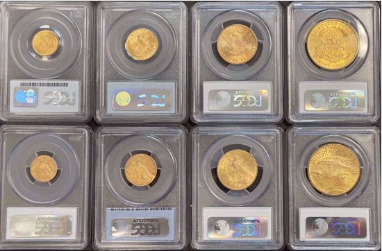 Picture of Eight Piece Gold Set MS63 PCGS / NGC
