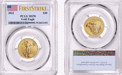 Picture of 2022 $10 Gold American Eagle MS70 PCGS First Strike Flag Label