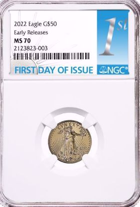 Picture of 2022 $50 Gold American Eagle MS70 NGC FDI
