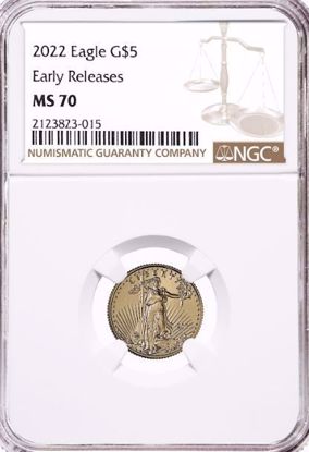 Picture of 2022 $5 Gold American Eagle MS70 NGC ER