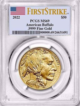 Picture of 2022 $50 Gold Buffalo MS69 PCGS First Strike Flag Label