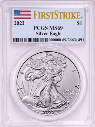 Picture of 2022 American Silver Eagle MS69 PCGS FDI Flag Label