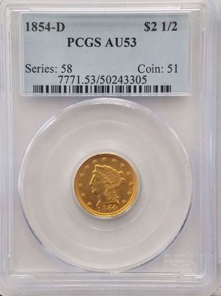 Picture of 1854-D $2.5 Liberty AU53 PCGS