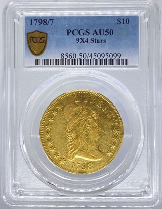 Picture of 1798/7 $10 Capped Bust Small Eagle AU50 PCGS