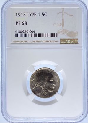 Picture of 1913 T1 Buffalo Nickel PF68 NGC