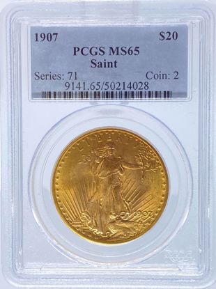 Picture of 1907 $20 St Gaudens MS65 PCGS