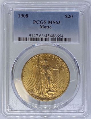 Picture of 1908 Motto $20 St Gaudens MS63 PCGS