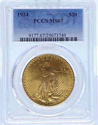 Picture of 1924 $20 St Gaudens MS67 PCGS
