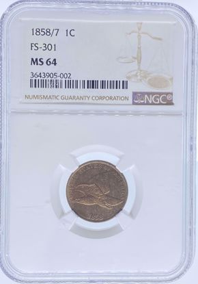 Picture of 1858/7 Flying Eagle Cent FS-301 MS64 NGC