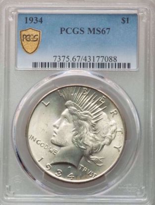 Picture of 1934 Peace Dollar MS67 PCGS