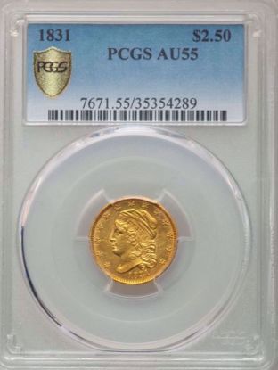 Picture of 1831 $2.5 Capped Bust AU55 PCGS