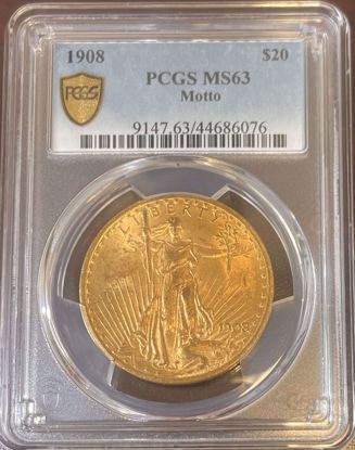 Picture of 1908 Motto $20 St Gaudens MS63 PCGS