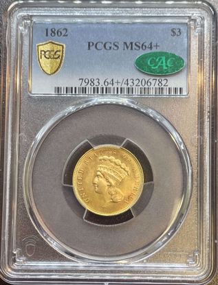 Picture of 1862 $3 Princess MS64+ PCGS CAC