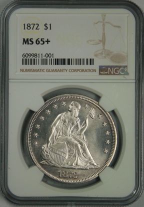 Picture of 1872 Seated Dollar MS65+ NGC