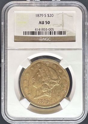 Picture of 1879-S $20 Liberty AU50 NGC