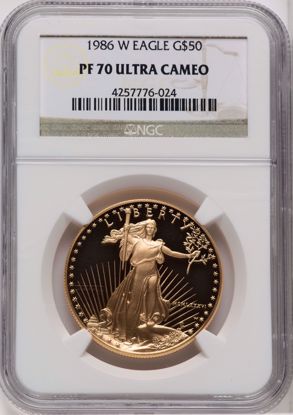 Picture of 1986-W $50 One-Ounce Gold Eagle MS70 NGC