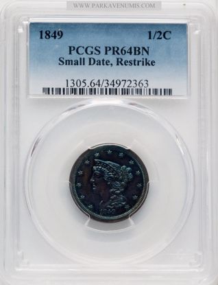1857 C-1 Proof Like Braided Hair Half Cent Coin 1/2c