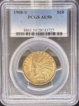 Picture of 1908-S $10 Indian AU50 PCGS
