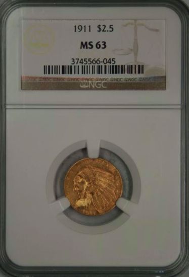 Picture of 1911 $2.5 Indian MS63 NGC