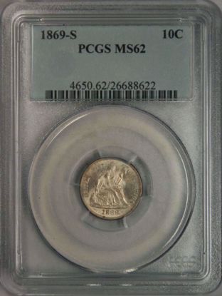 Picture of 1869-S Seated Dime MS62 PCGS