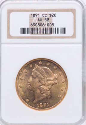 Picture of 1891-CC $20 Liberty AU58 NGC