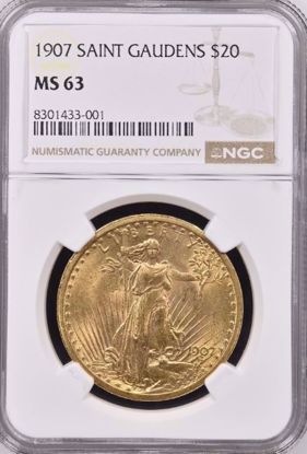 Picture of 1907 $20 St Gaudens MS63 NGC