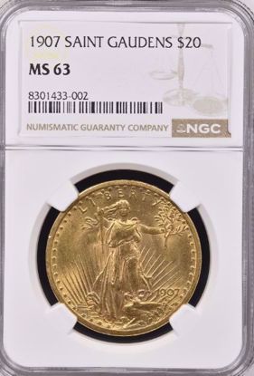 Picture of 1907 $20 St Gaudens MS63 NGC