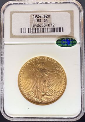 Picture of 1924 $20 St Gaudens MS64 NGC CAC